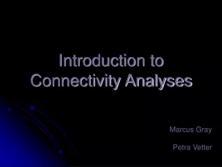 Introduction to  Connectivity Analyses