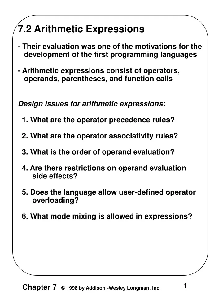 7 2 arithmetic expressions their evaluation