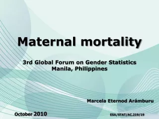 Maternal mortality  3rd Global Forum on Gender Statistics  Manila, Philippines