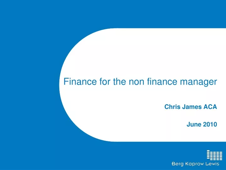 finance for the non finance manager chris james
