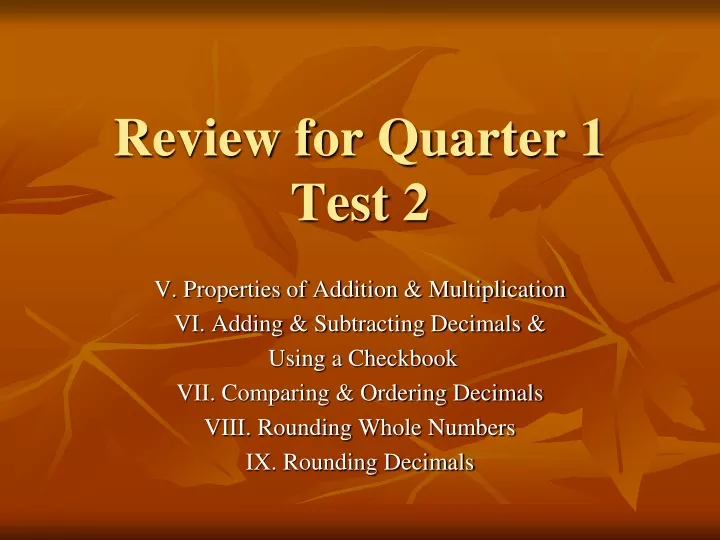review for quarter 1 test 2