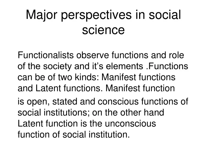 major perspectives in social science