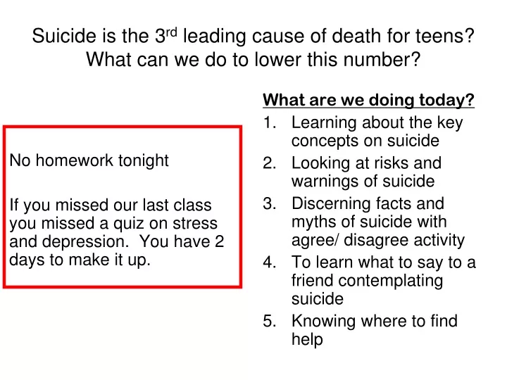 suicide is the 3 rd leading cause of death for teens what can we do to lower this number