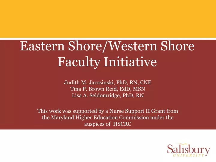 eastern shore western shore faculty initiative