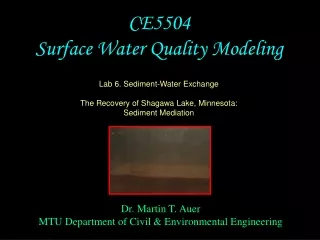 Dr. Martin T. Auer MTU Department of Civil &amp; Environmental Engineering