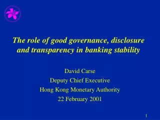 The role of good governance, disclosure and transparency in banking stability