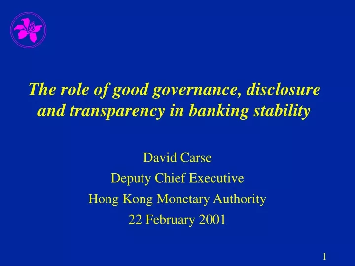 the role of good governance disclosure and transparency in banking stability