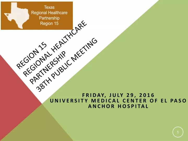 region 15 regional healthcare partnership 38th public meeting