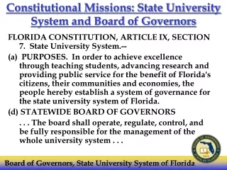 Constitutional Missions: State University System and Board of Governors