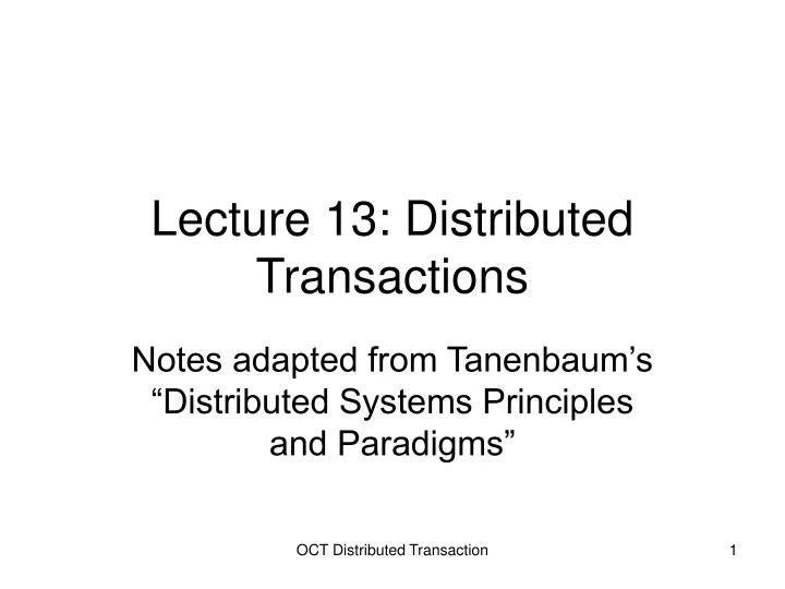lecture 13 distributed transactions