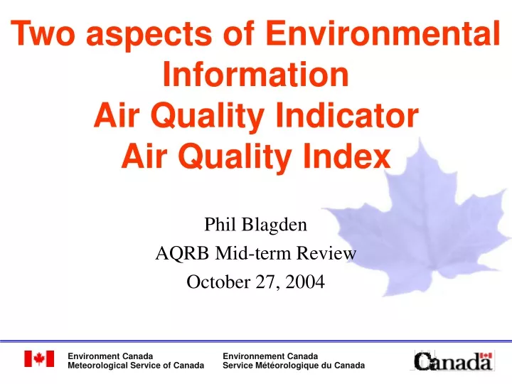 two aspects of environmental information air quality indicator air quality index