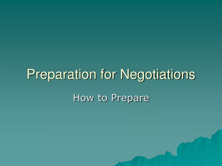 preparation for negotiations