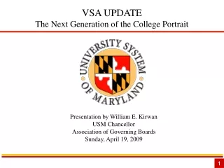 VSA UPDATE The Next Generation of the College Portrait