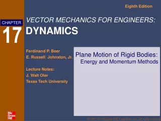 Plane Motion of Rigid Bodies: Energy and Momentum Methods