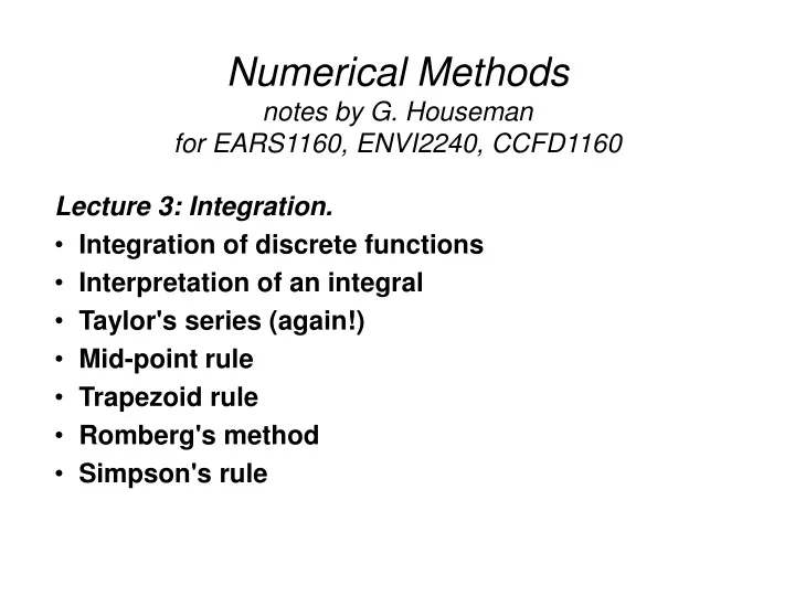 numerical methods notes by g houseman for ears1160 envi2240 ccfd1160