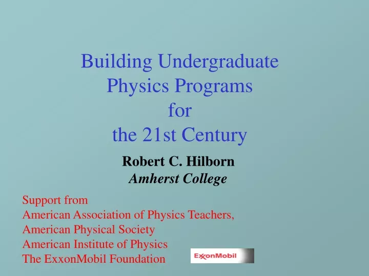 building undergraduate physics programs