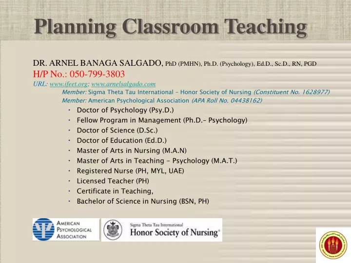 planning classroom teaching