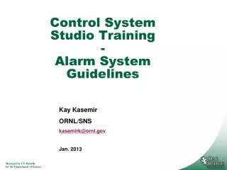 Control System Studio Training - Alarm System Guidelines