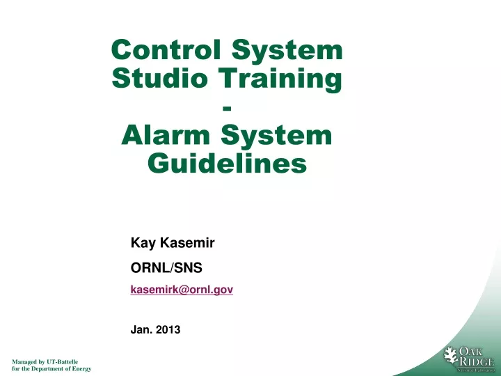control system studio training alarm system guidelines