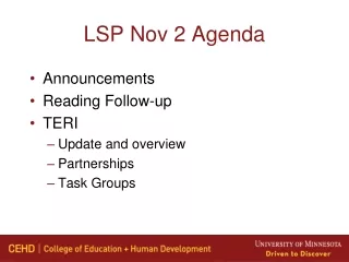 LSP Nov 2 Agenda
