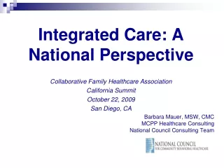 Integrated Care: A National Perspective