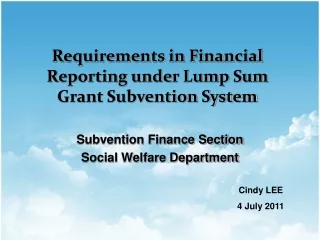 Subvention Finance Section Social Welfare Department