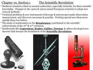 Chapter 10, Section 1 The Scientific Revolution