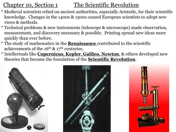 chapter 10 section 1 the scientific revolution