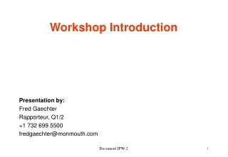 Workshop Introduction