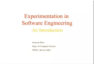 Experimentation in  Software Engineering An Introduction