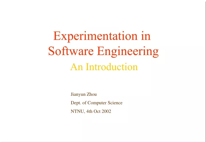 experimentation in software engineering