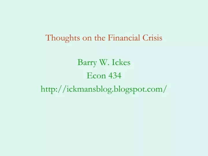 thoughts on the financial crisis