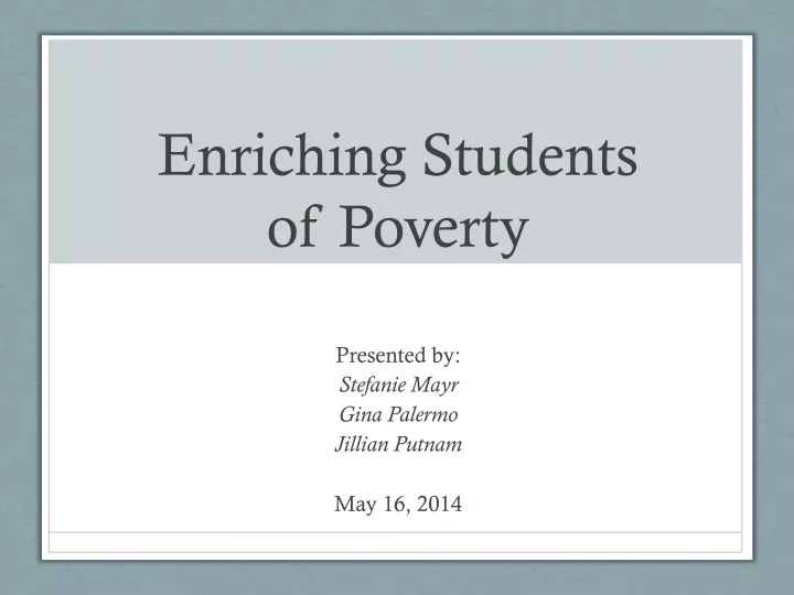 enriching students of poverty