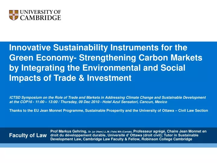innovative sustainability instruments