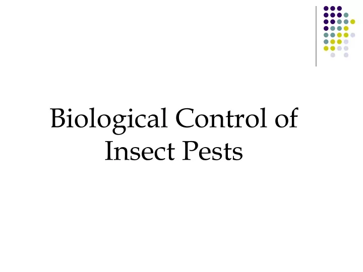 biological control of insect pests