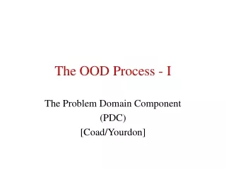 The OOD Process - I