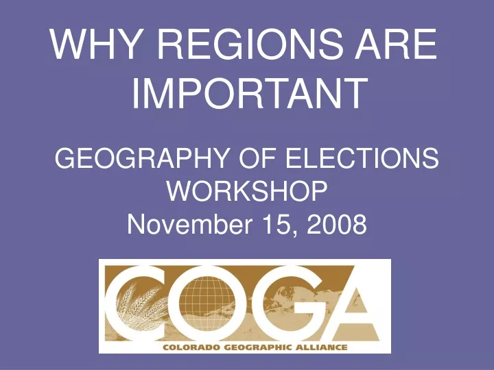 geography of elections workshop november 15 2008