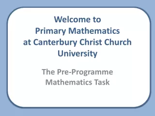 Welcome to Primary Mathematics at Canterbury Christ Church University