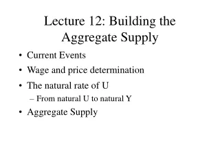 Lecture 12: Building the Aggregate Supply
