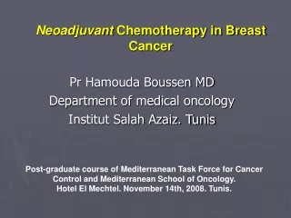 Neoadjuvant  Chemotherapy in Breast Cancer