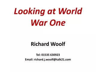 Looking at World War One