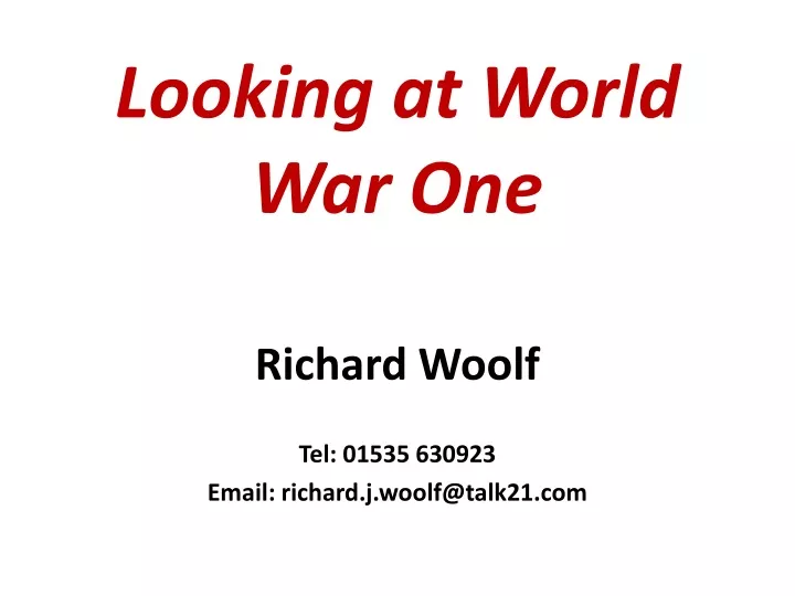 looking at world war one