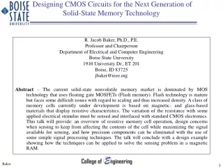 Designing CMOS Circuits for the Next Generation of Solid-State Memory Technology