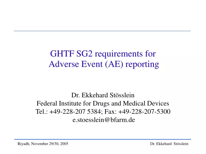ghtf sg2 requirements for adverse event ae reporting