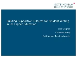 Building Supportive Cultures for Student Writing in UK Higher Education