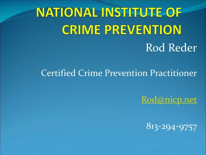 national institute of crime prevention