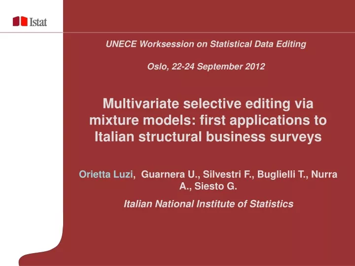 unece worksession on statistical data editing