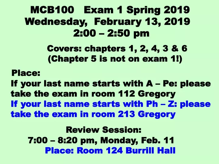 mcb100 exam 1 spring 2019 wednesday february