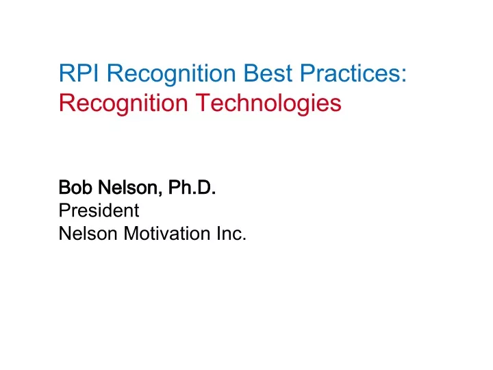 rpi recognition best practices recognition technologies