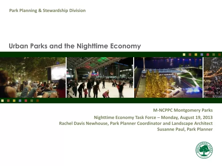 urban parks and the nighttime economy